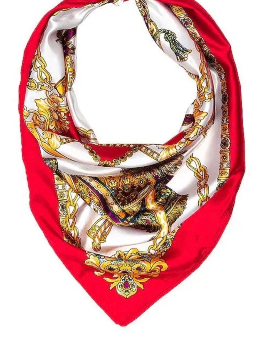 NWT PETIT MOMENTS Printed Scarf, Color: red & gold eq.